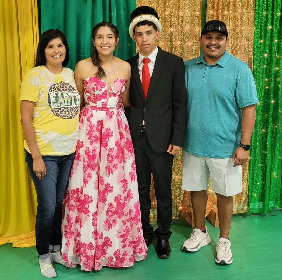 (Reading left to right): Melissa Alvarez, freshman Hannah Alvarez, senior and Homecoming King Alex Alvarez, and Carlos Alvarez.