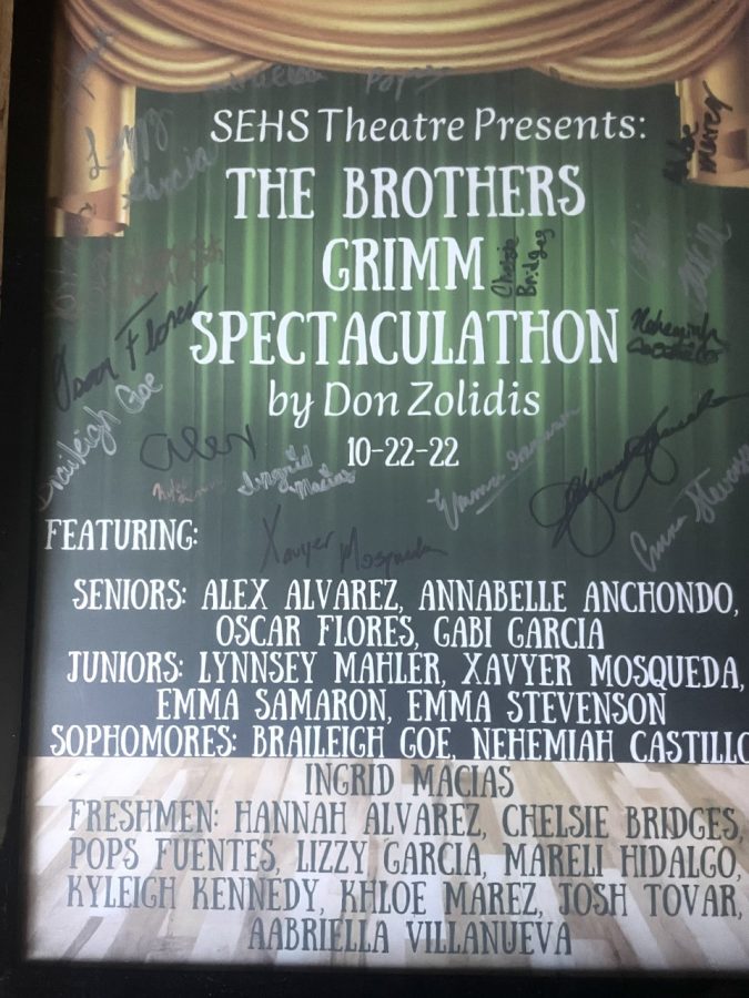 The Brothers Grimm Spectaculathon with all the students names. 
