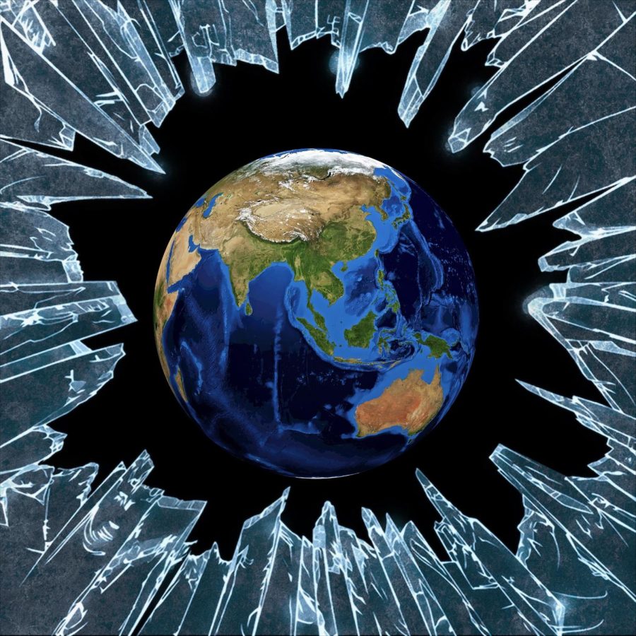 Broken Glass Over a Globe