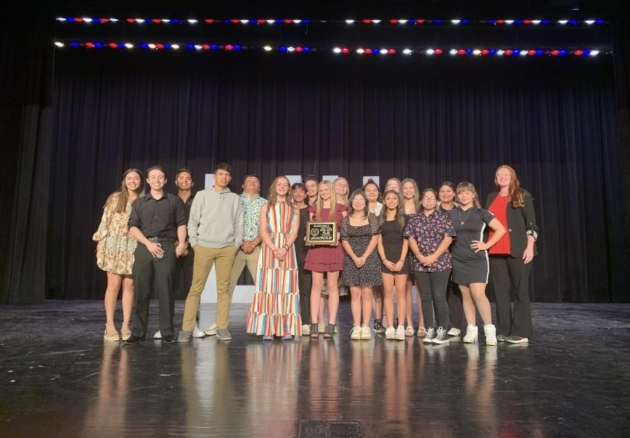 The whole one act team during awards. 